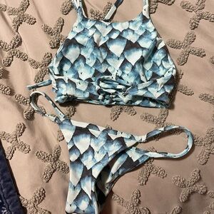 Midori Blue and White Geometric Bikini